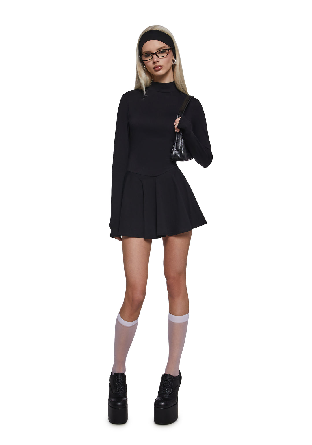 Womens Skater Mini Dress - Black - Image 2