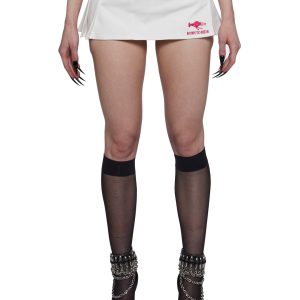 Namilia Born To Ride Pleated Ultra Mini Skirt - White