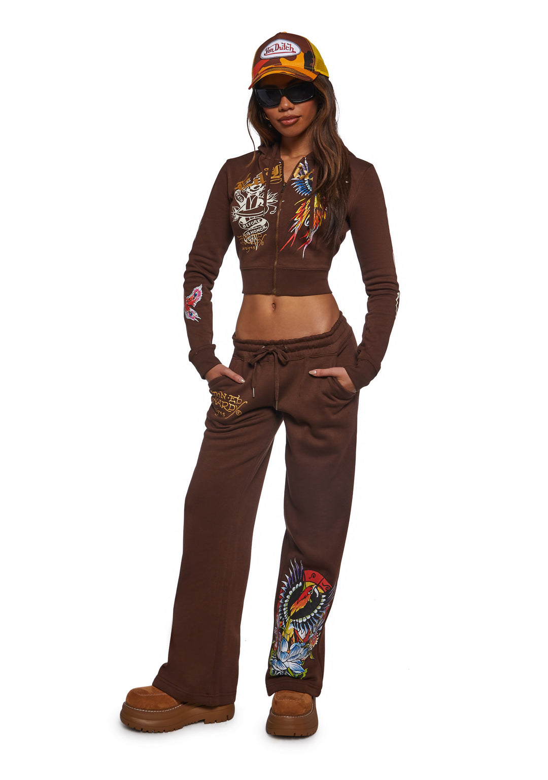 Ed Hardy Phoenix Sweatpants - Brown - Image 2
