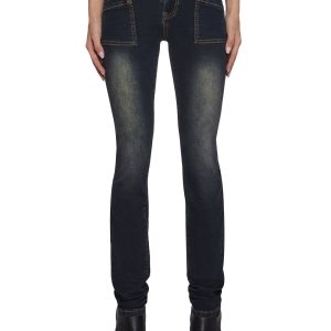 Womens Washed Skinny Jeans - Blue