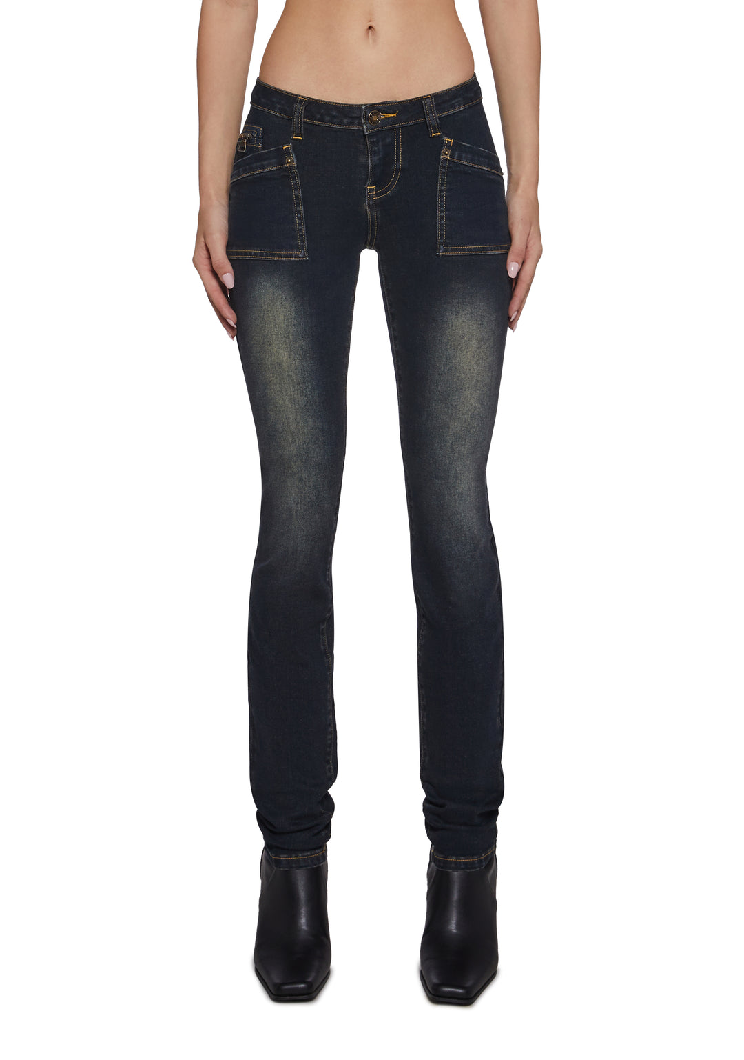 Womens Washed Skinny Jeans - Blue