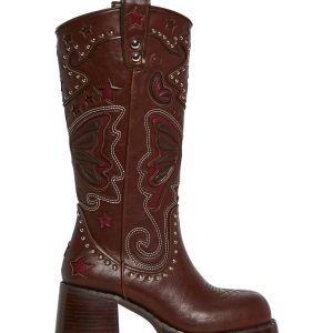 Butterfly Western Cowboy Boots Current Mood - Brown