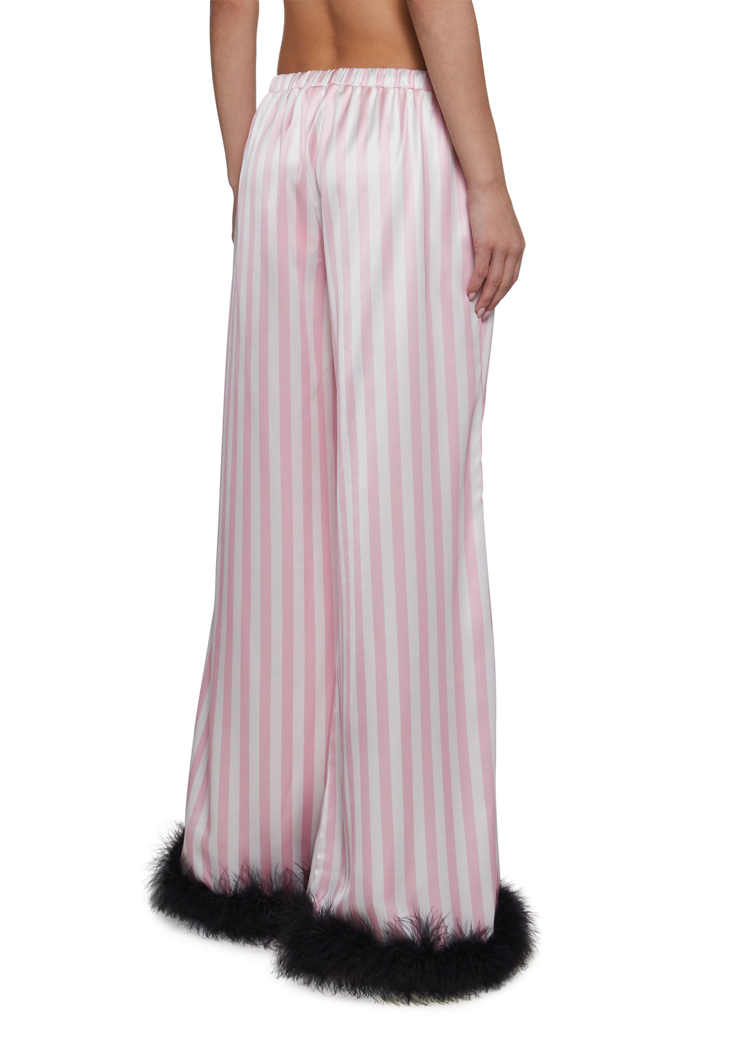 Womens Satin Sleep Pants - Pink - Image 4