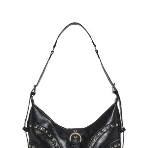 Vegan Leather Matte Studded Shoulder Bag Generation Kiss - Black