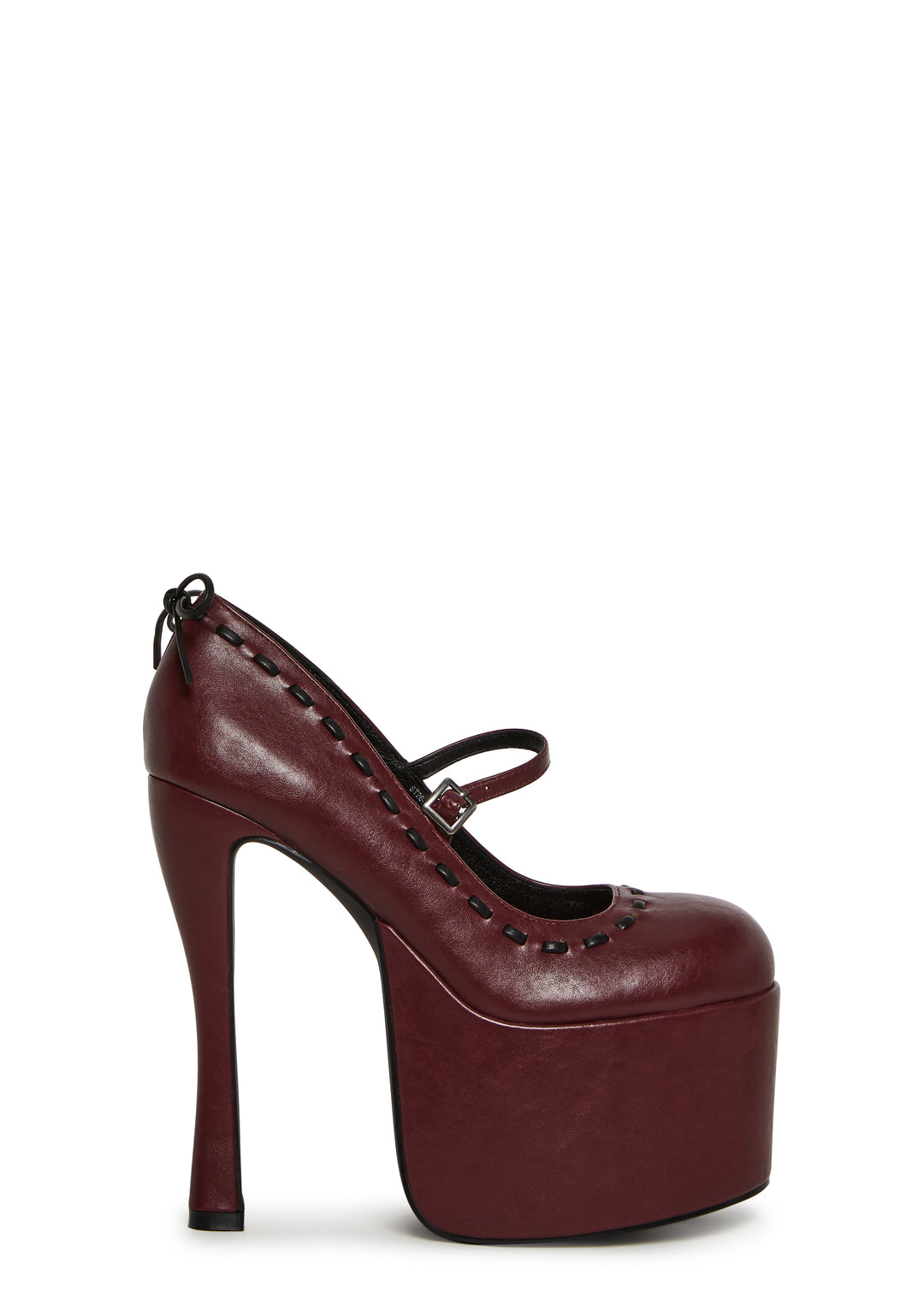 Vegan Leather Ribbon Platform Mary Janes - Purple