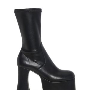 Retro Party Stretch Boots - Black