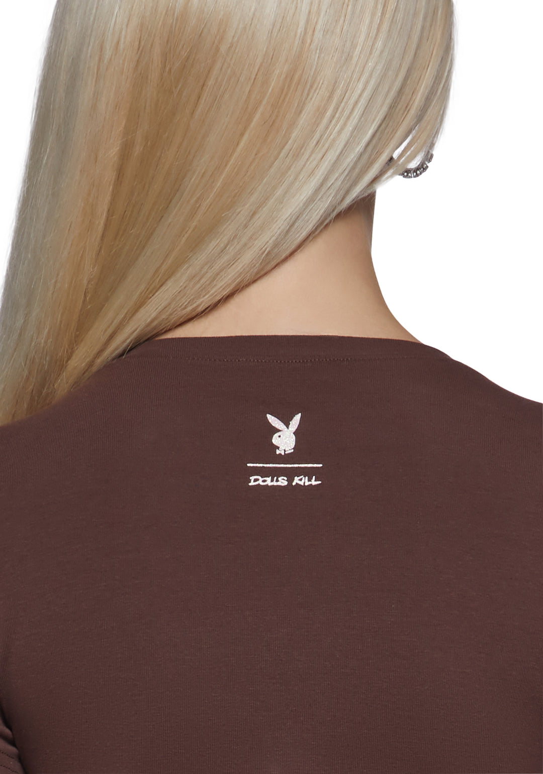 Womens Playboy Bunny Graphic 2Fer Tee - Brown - Image 6