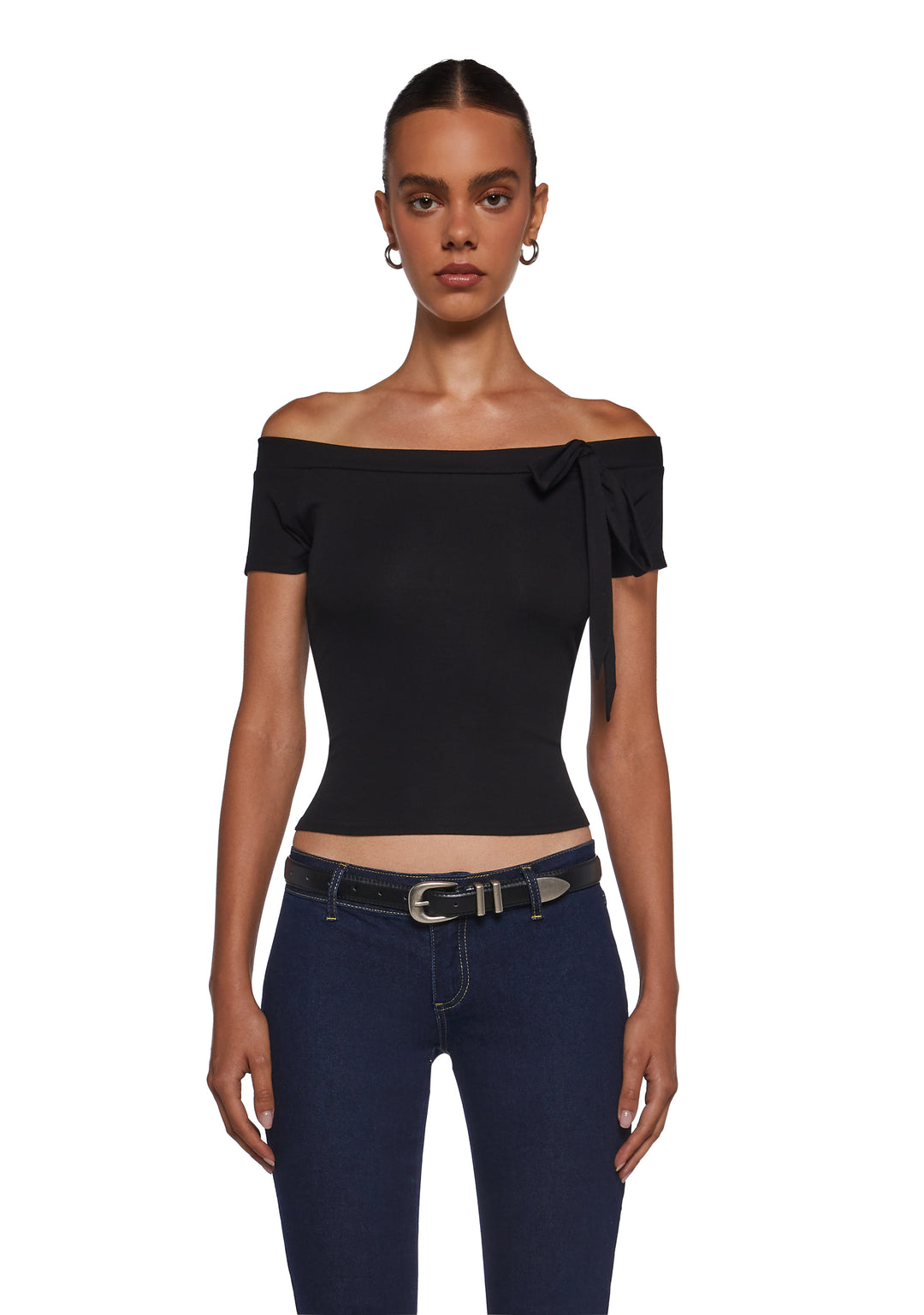 Womens Bow Crop Top Delias - Black