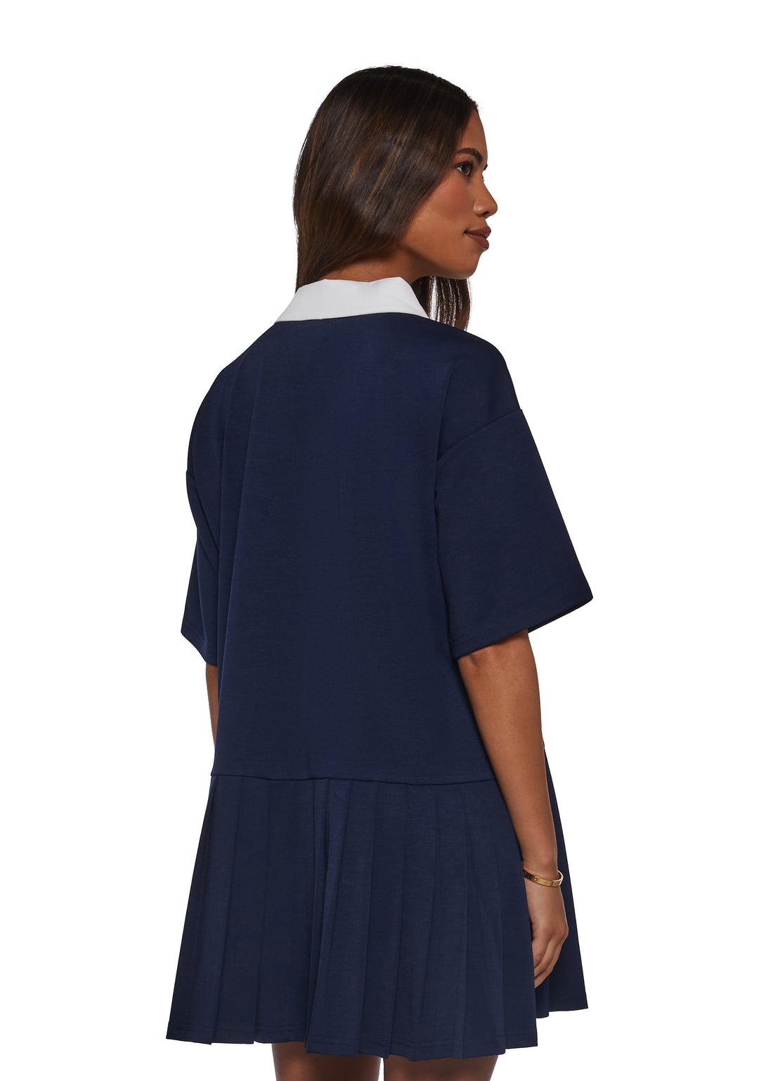 Womens Preppy Polo Shift Dress Current Mood - Blue - Image 4