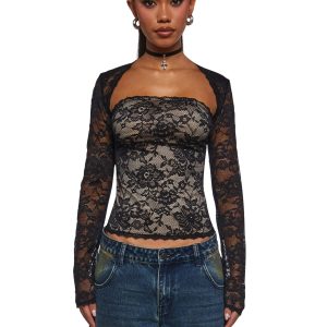 Womens Lace Tube Top And Shrug Current Mood - Black