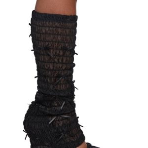 Leg Warmer Bow Heel Pumps Sugar Thrillz - Black
