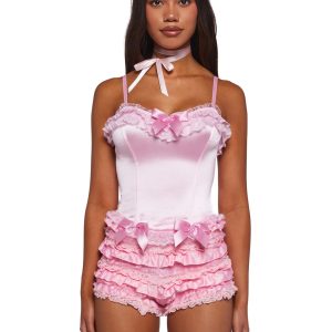 Womens Sexy Marie Antoinette Versailles Satin Corset Top Trickz N Treatz - Pink