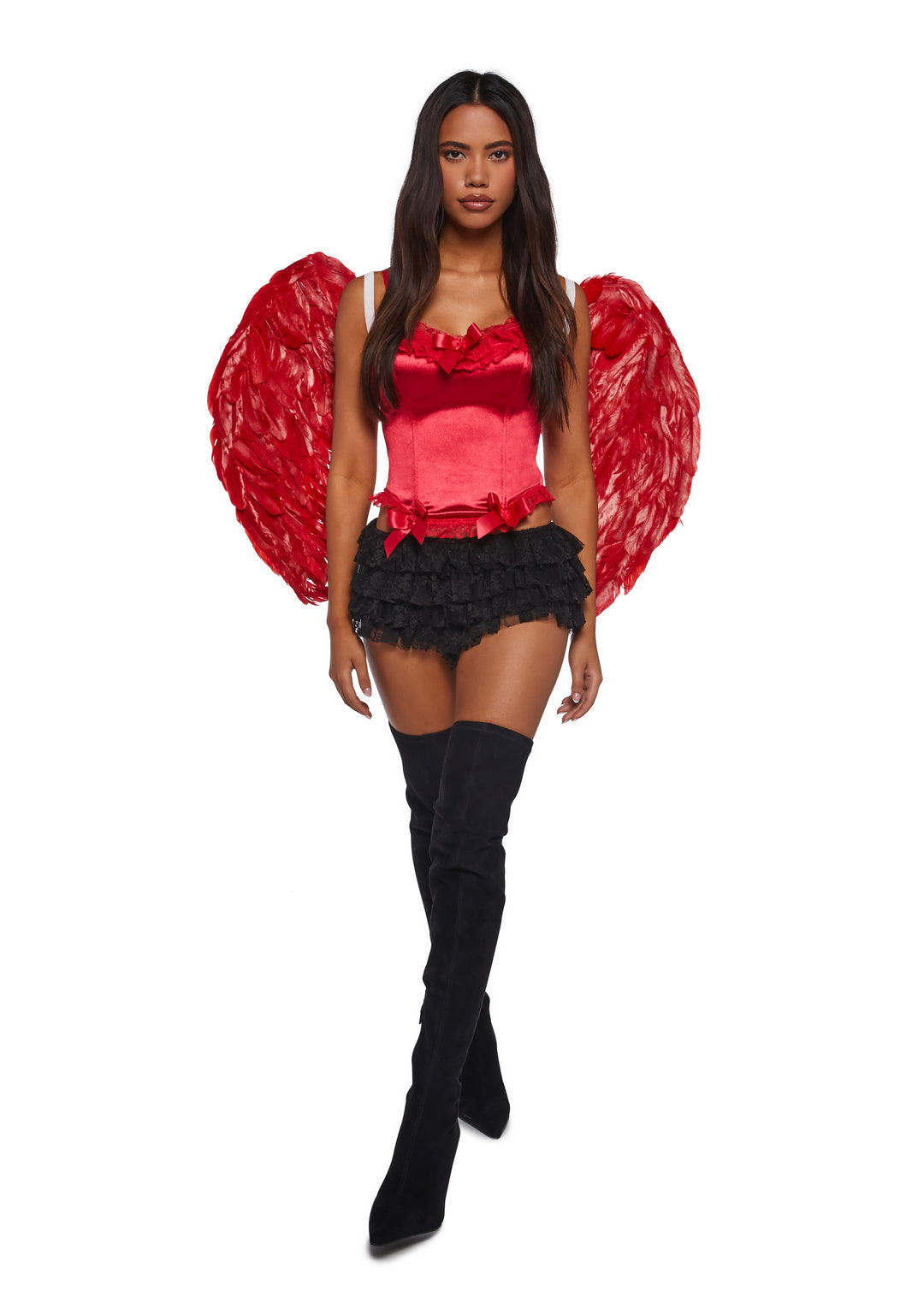 Womens Sexy Marie Antoinette Versailles Satin Corset Top Trickz N Treatz - Red - Image 2