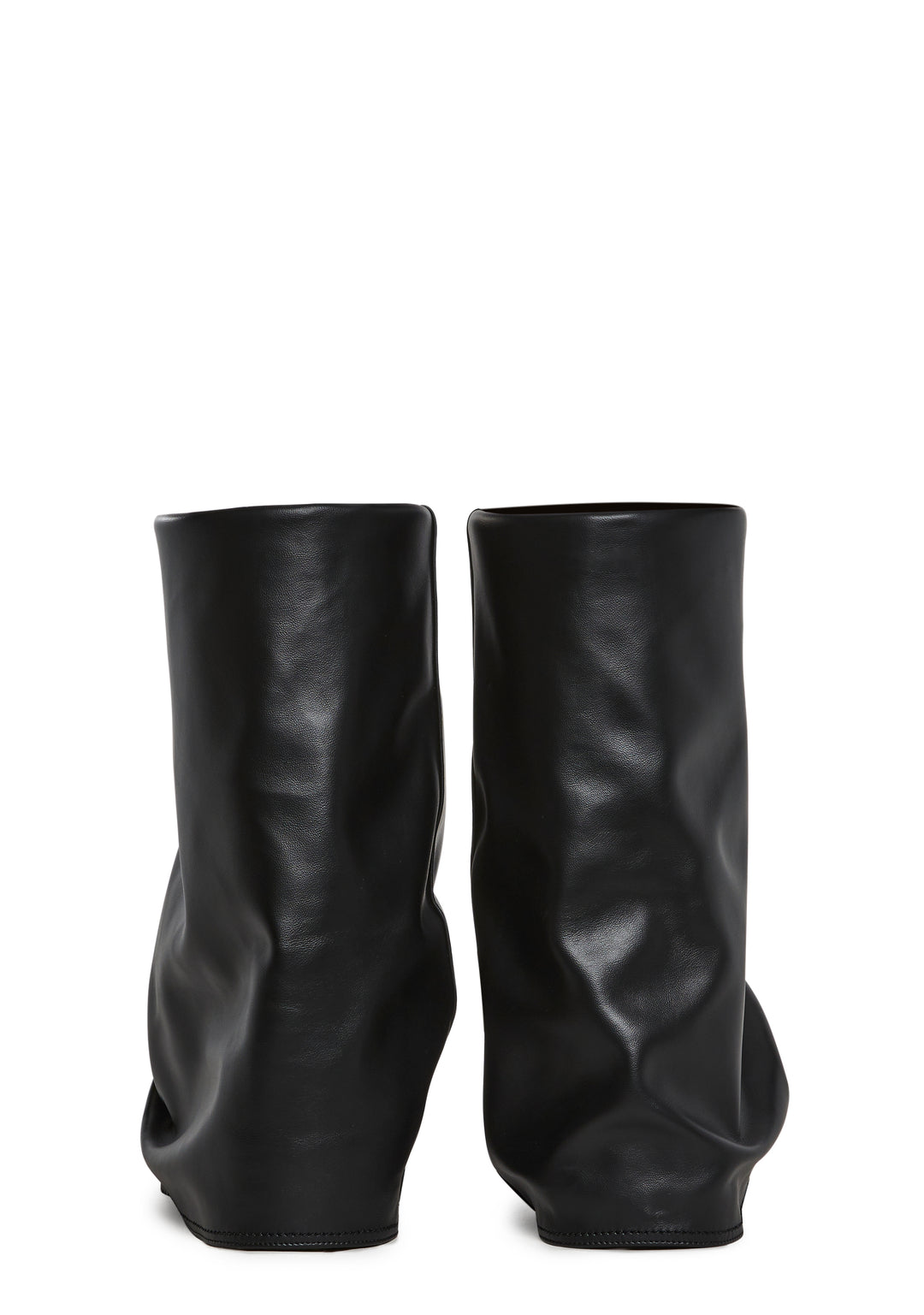 Darker Wavs Vegan Leather Foldover Pant Boots - Black - Image 4