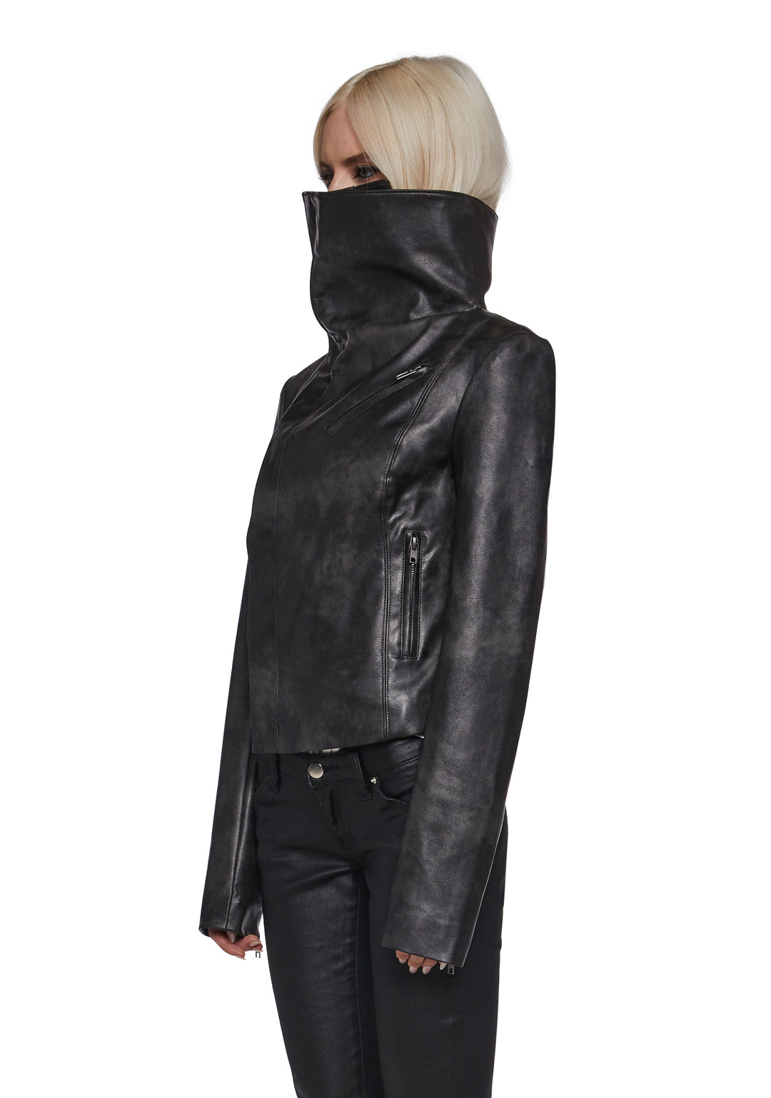 Asymmetrical Moto Jacket - Black - Image 5