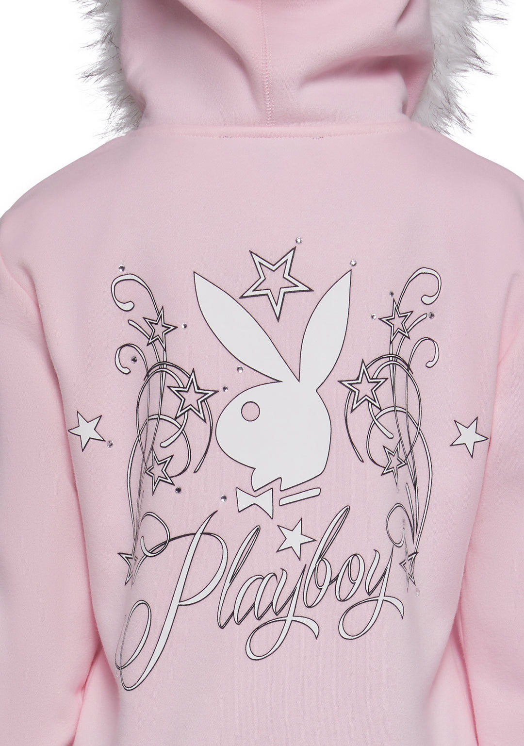 Playboy by Dolls Kill Faux Fur Trimmed Hoodie - Pink - Image 8