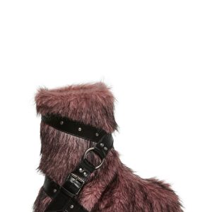Club Exx Burning Man Faux Fur Platform Boots Rave Festival - Pink