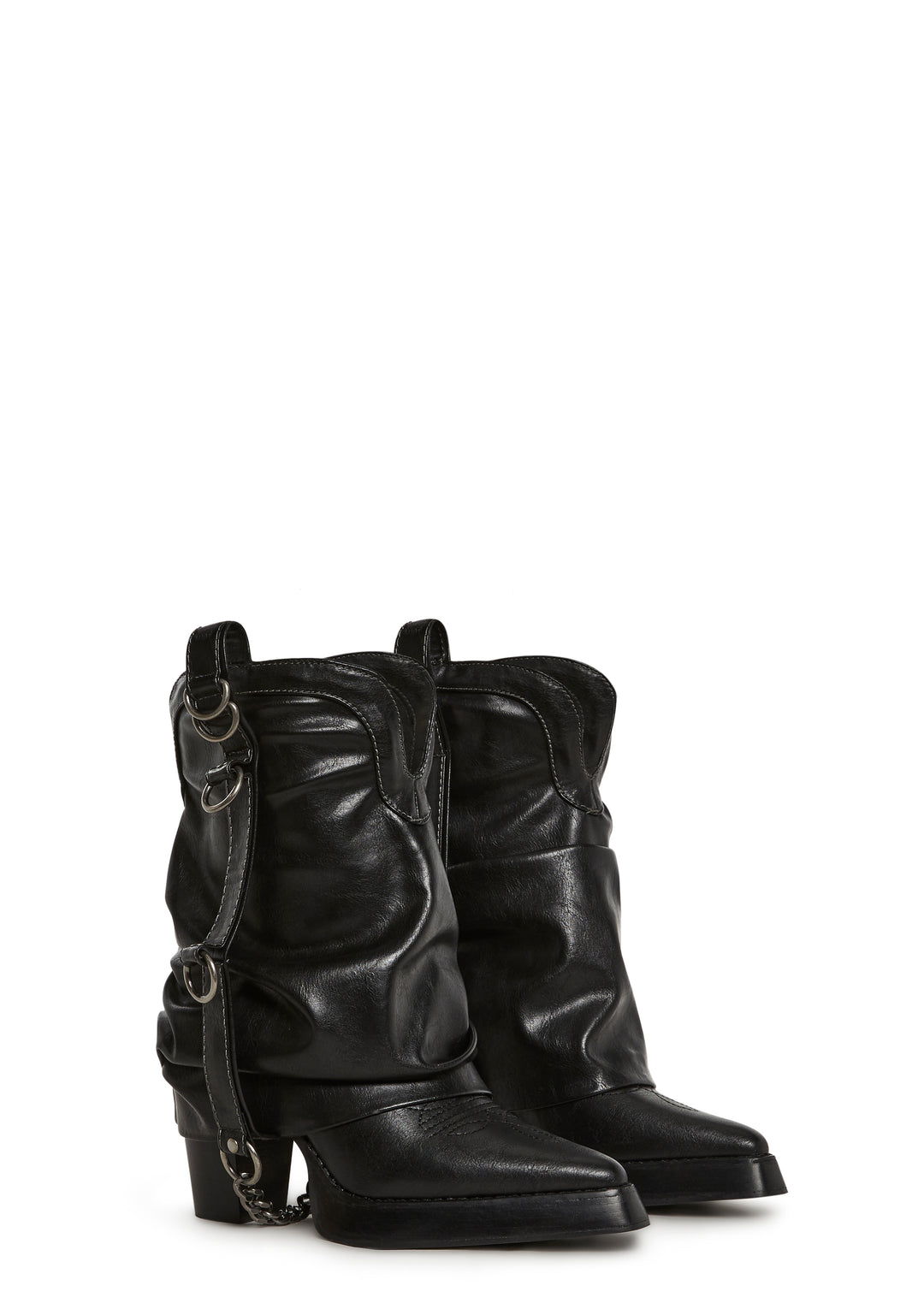 Vegan Leather Western Pull On Boots Current Mood - Black - Image 3
