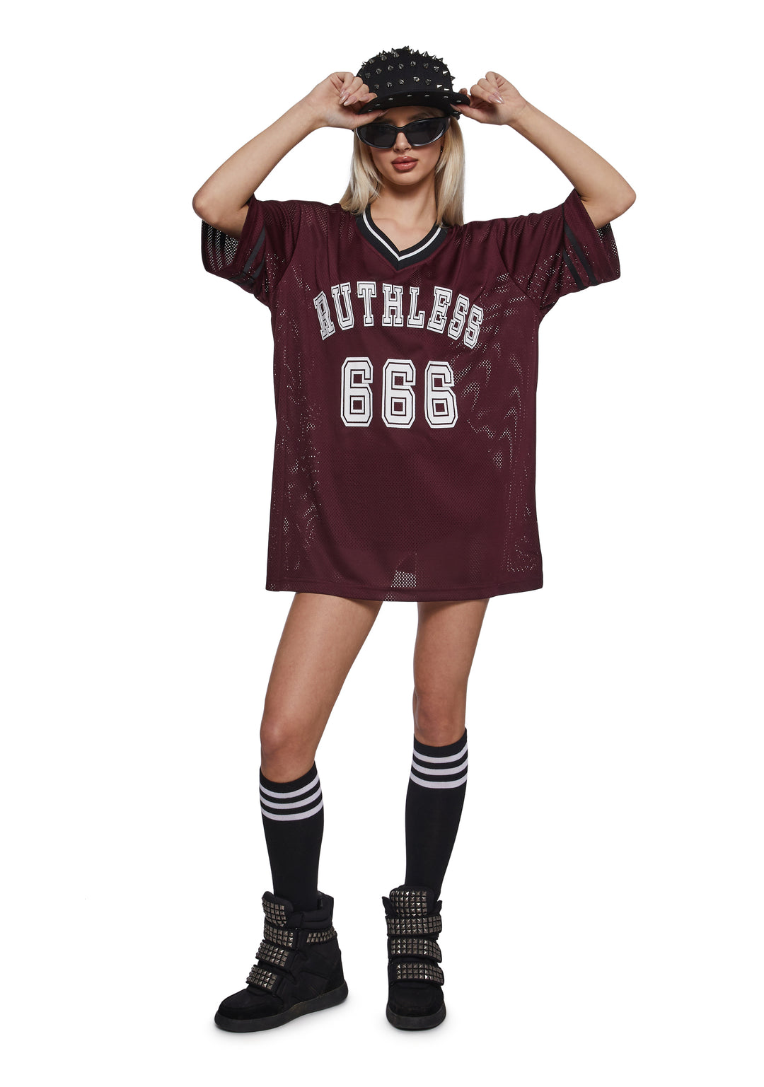 Womens Ruthless Jersey Top Current Mood - Red - Image 2