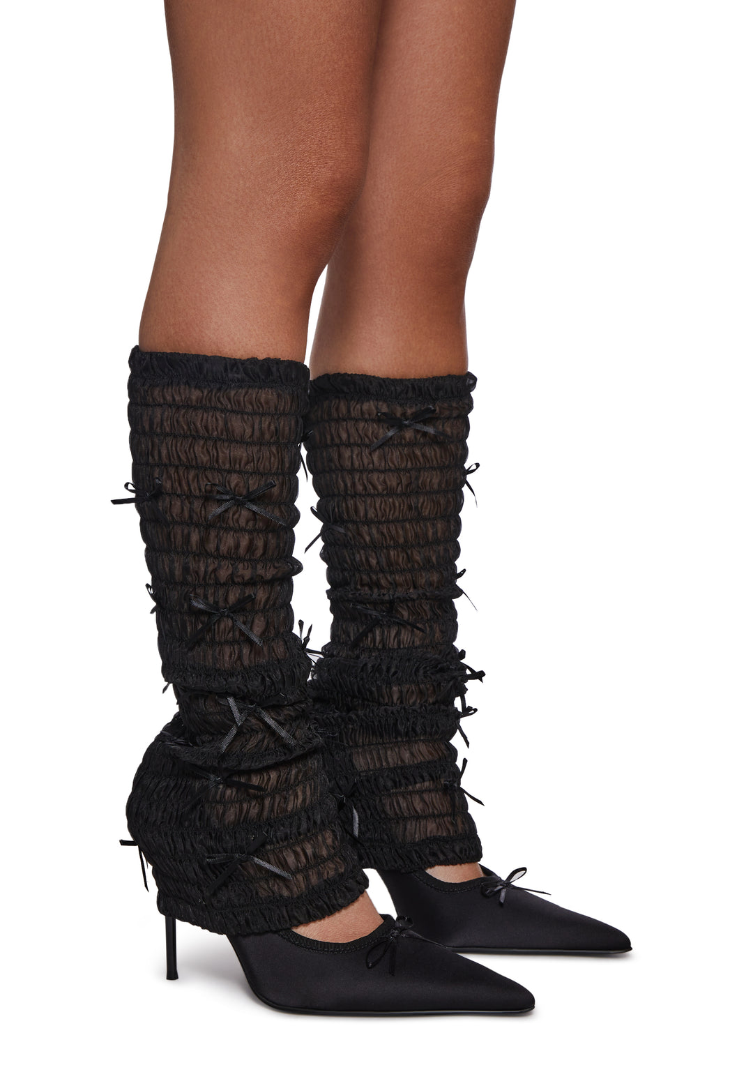 Leg Warmer Bow Heel Pumps Sugar Thrillz - Black - Image 3