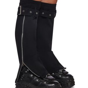 Zip Up Single Buckle Leg Warmers Club Exx - Black