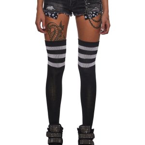 Womens Denim Micro Shorts With Chainlink Charm Generation Kiss - Black