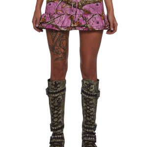 Dolls Kill x RealTree Camo Ruffled Mini Skirt - Pink