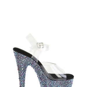 Bejeweled-708MS Platform Ankle Strap Sandals-Black
