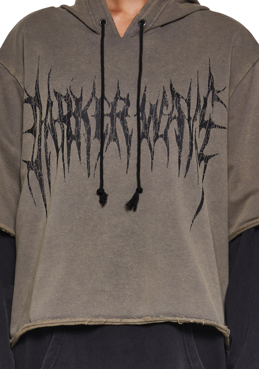 Washed Knit Layered Pullover Hoodie Darker Wavs - Gray - Image 5