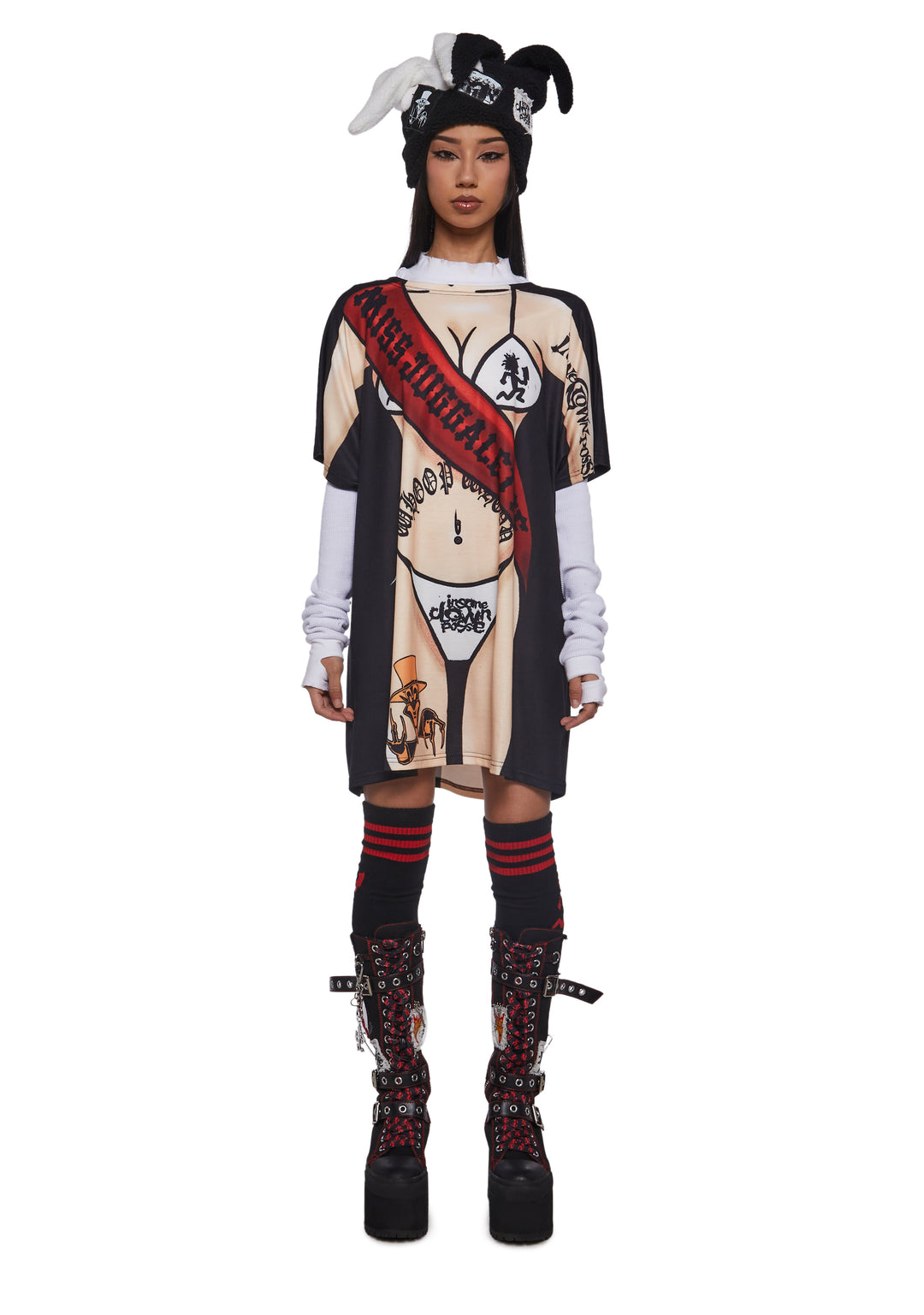 Dolls Kill x Insane Clown Posse Bikini Graphic Oversized Tee - Black - Image 8