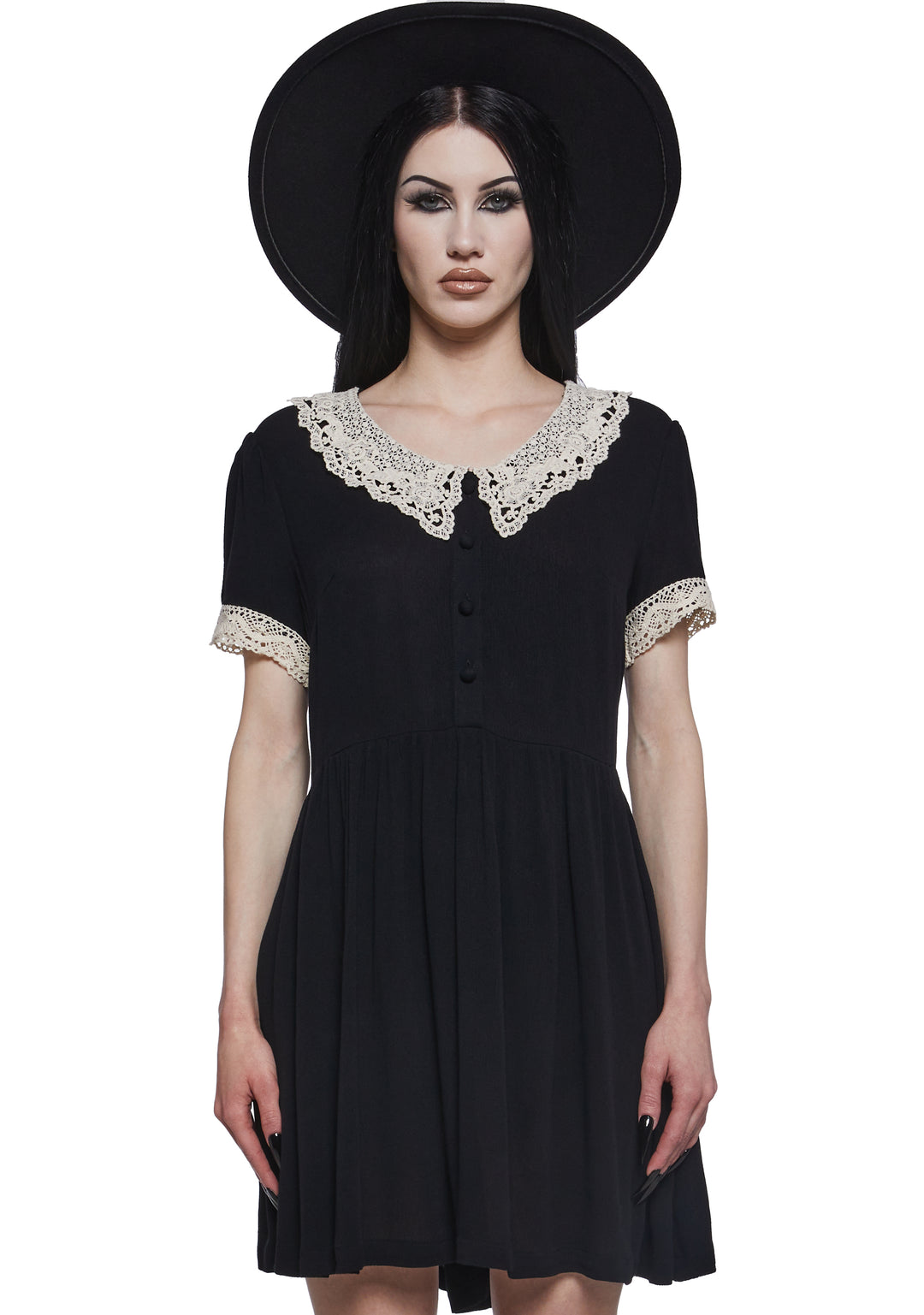 Womens Crepe Mini Dress Widow - Black - Image 6