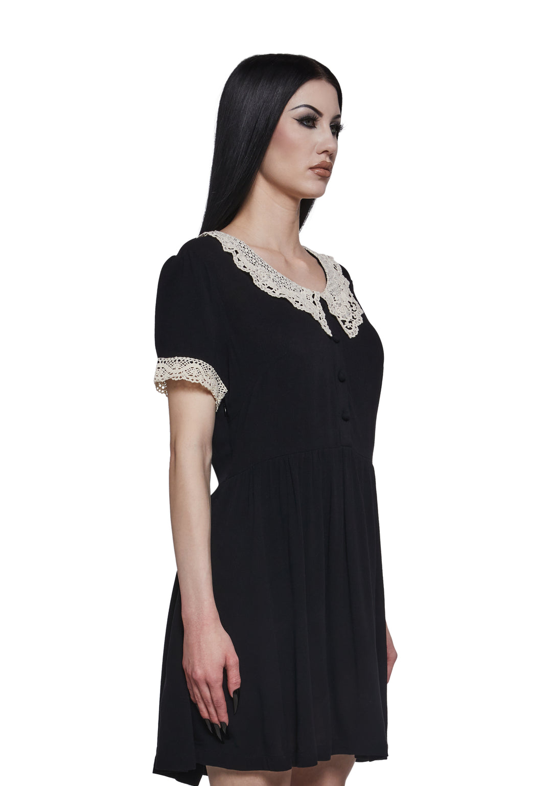 Womens Crepe Mini Dress Widow - Black - Image 3