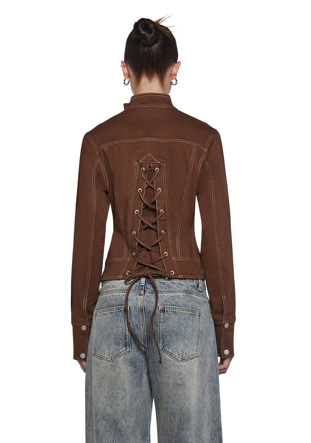 Washed Poplin Contrast Jacket Current Mood - Brown - Image 4