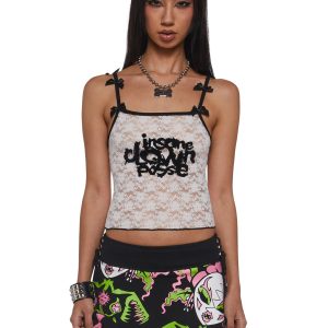 Dolls Kill x Insane Clown Posse Sheer Lace Cami Tank Crop Top - White