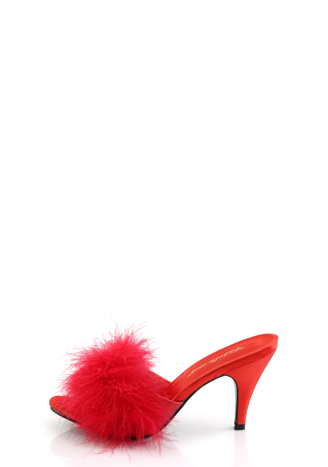 Amour-03 Marabou Slippter-Red PU - Image 2