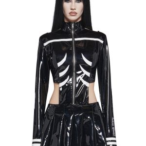 Dolls Kill x Tokyo Ghoul Kaneki Vinyl Cut Out Dress With Leg Warmers Set - Black