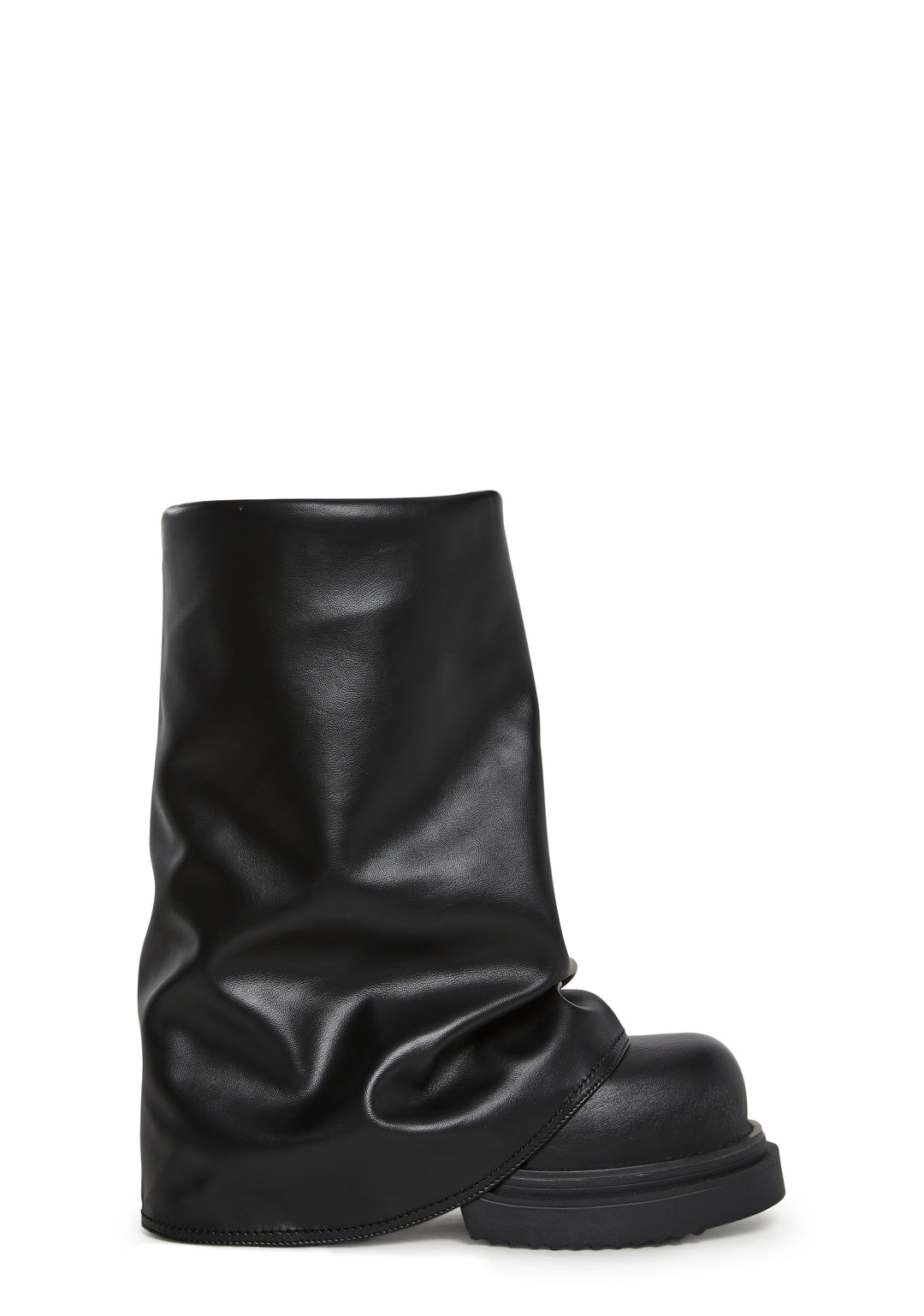 Darker Wavs Vegan Leather Foldover Pant Boots - Black