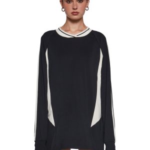 Womens Jersey Knit Long Sleeve Top Current Mood - Black