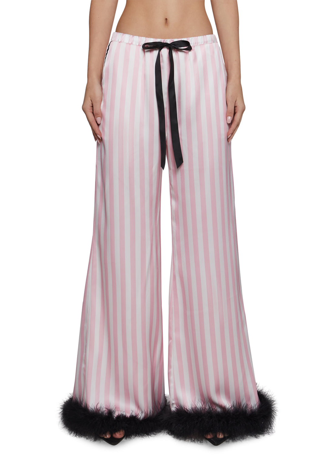 Womens Satin Sleep Pants - Pink