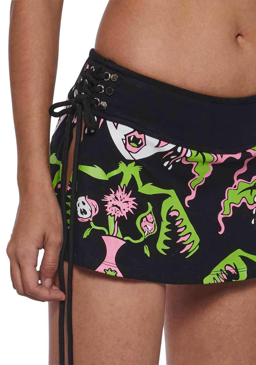 Dolls Kill x Insane Clown Posse Yum Yum Bedlam Micro Lace Up Skirt - Black - Image 6