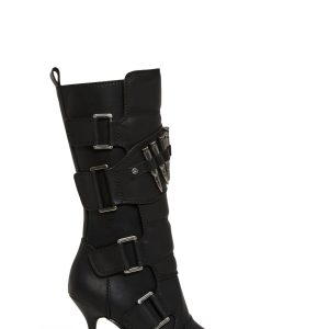 Vegan Leather Bullet Moto Boots Darker Wavs - Black