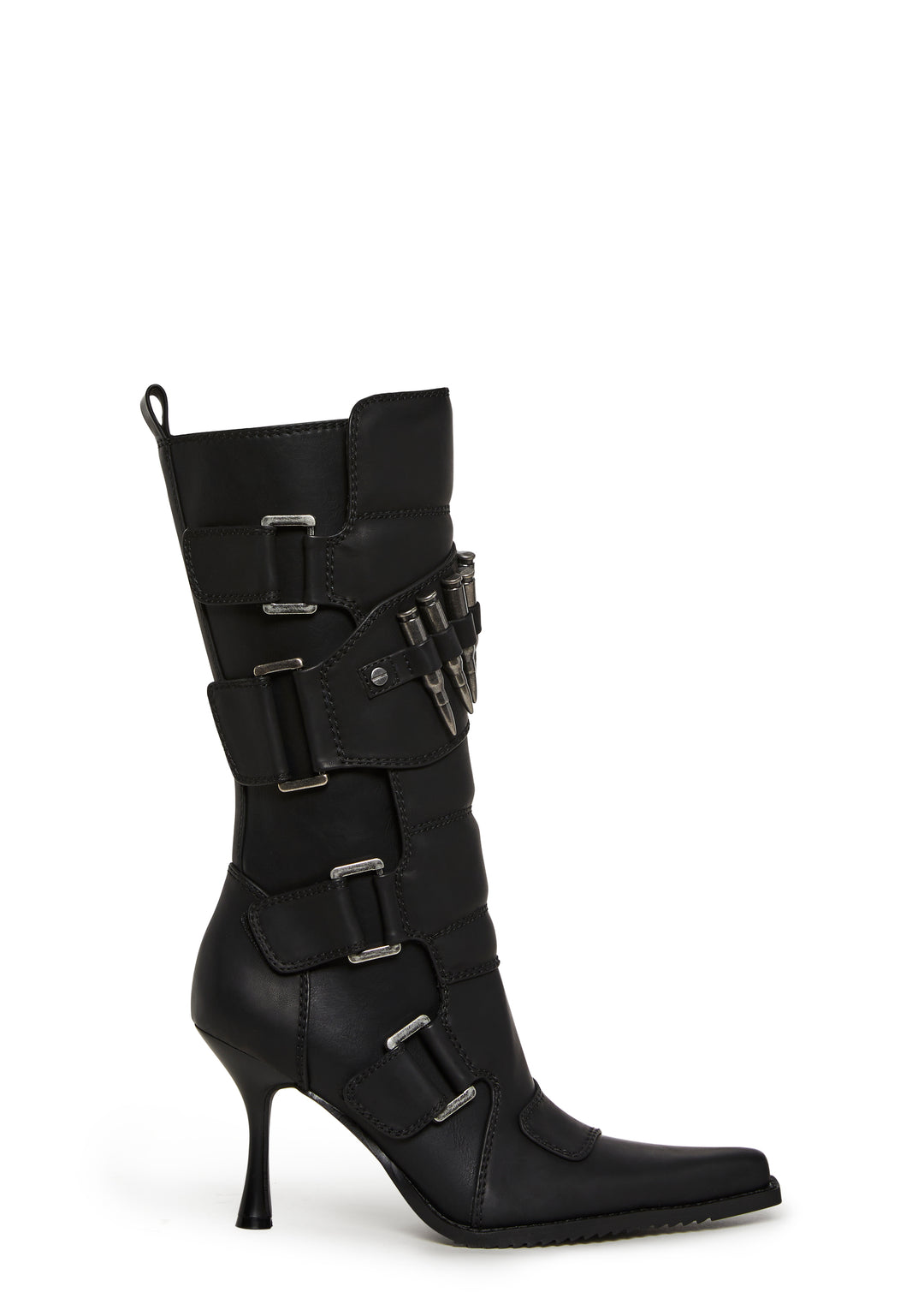 Vegan Leather Bullet Moto Boots Darker Wavs - Black