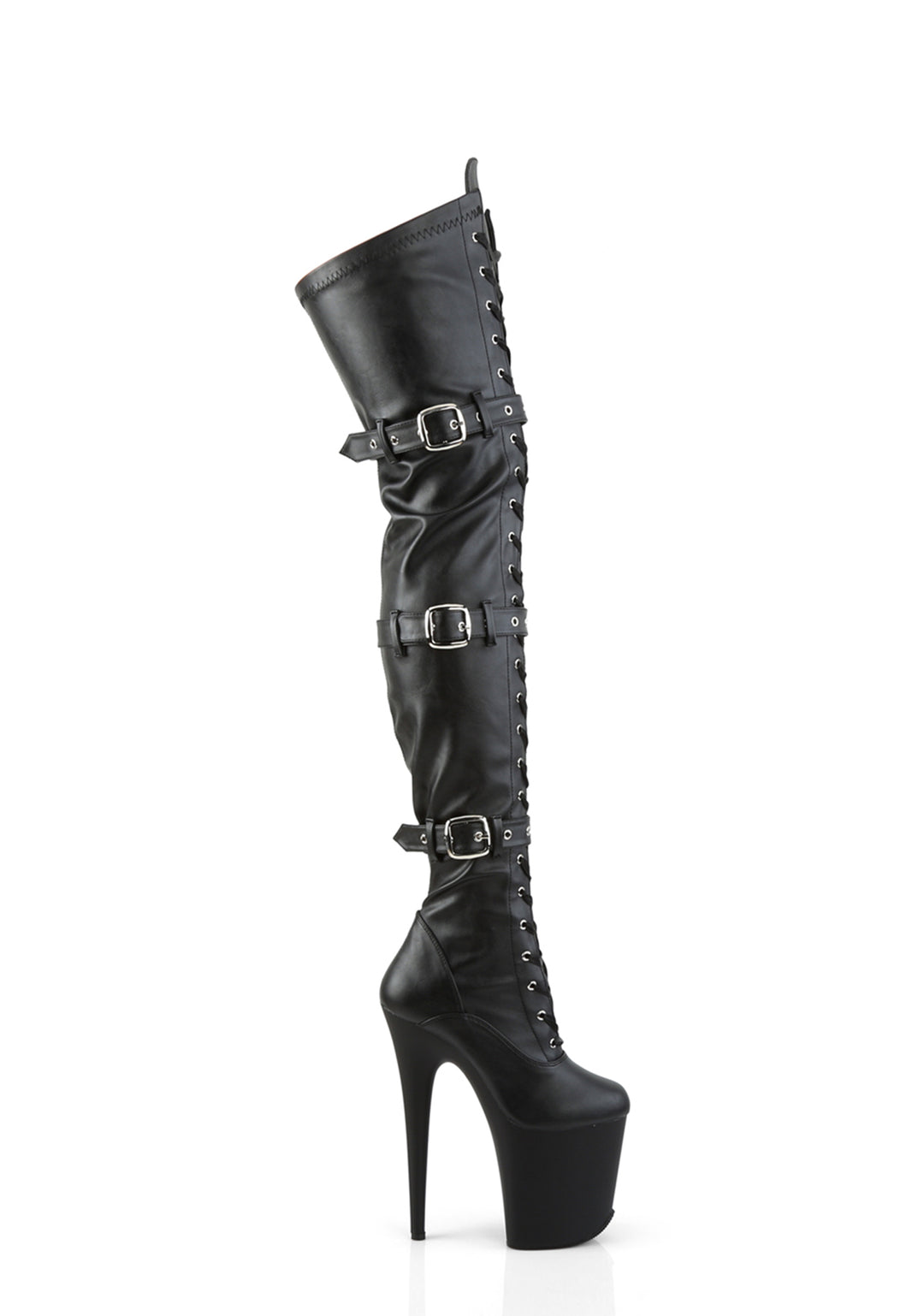 Flamingo-3028 Platform Thigh High Boots-Black