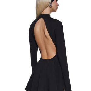Womens Skater Mini Dress - Black