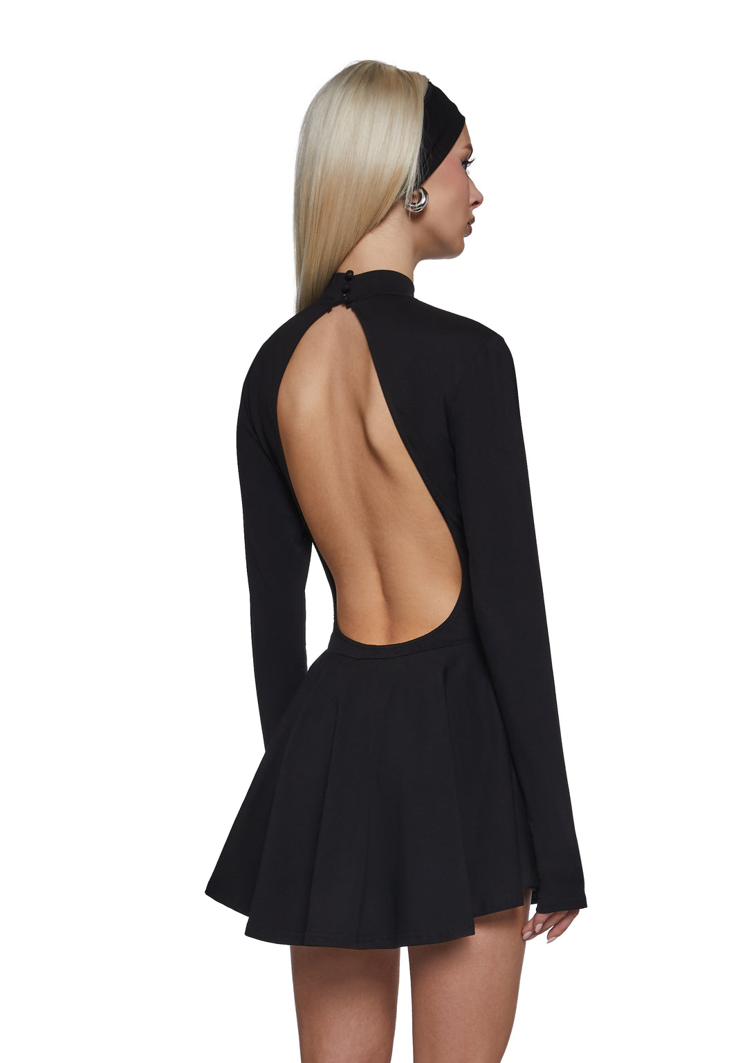 Womens Skater Mini Dress - Black