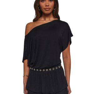 Womens Off The Shoulder Dress - Black