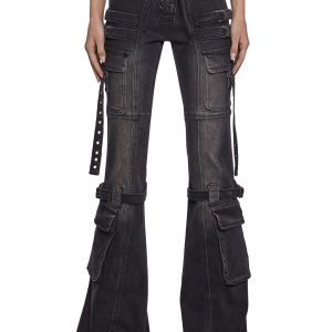 Current Mood Charcoal Cargo Fitted Jeans - Black