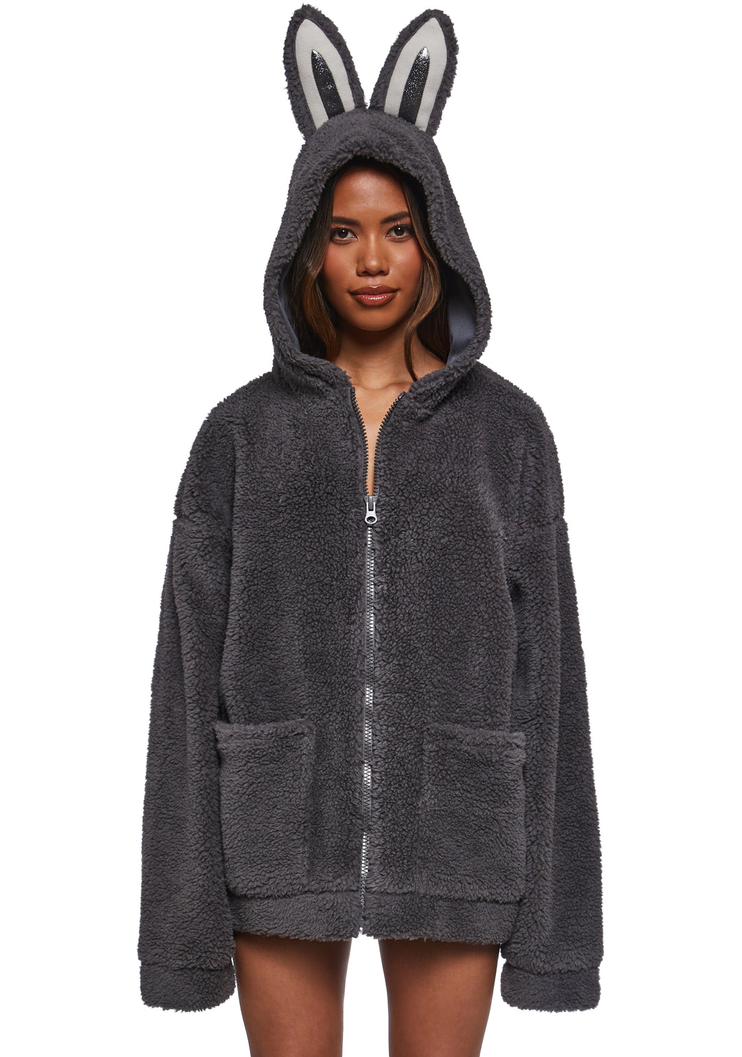 Labubu Sherpa Jacket Current Mood - Gray