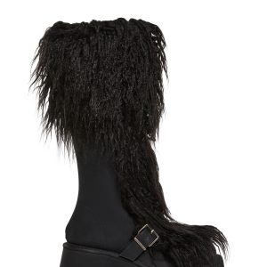 Womens Faux Fur Suede Platform Boots Current Mood - Black