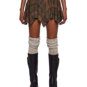 Womens Current Mood Plaid Foldover Mini Skirt - Brown